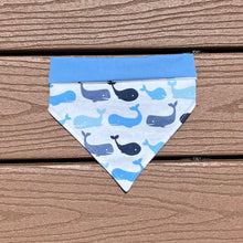 Load image into Gallery viewer, Reversible Vinyl Pet Bandana “Whale Hello there!”