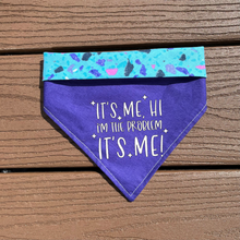 Load image into Gallery viewer, Reversible Vinyl Pet Bandana “It’s me, hi. I’m the problem it’s me!”
