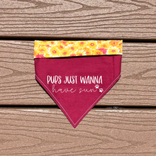 Load image into Gallery viewer, Reversible Vinyl Pet Bandana “Pups just wanna have sun!”