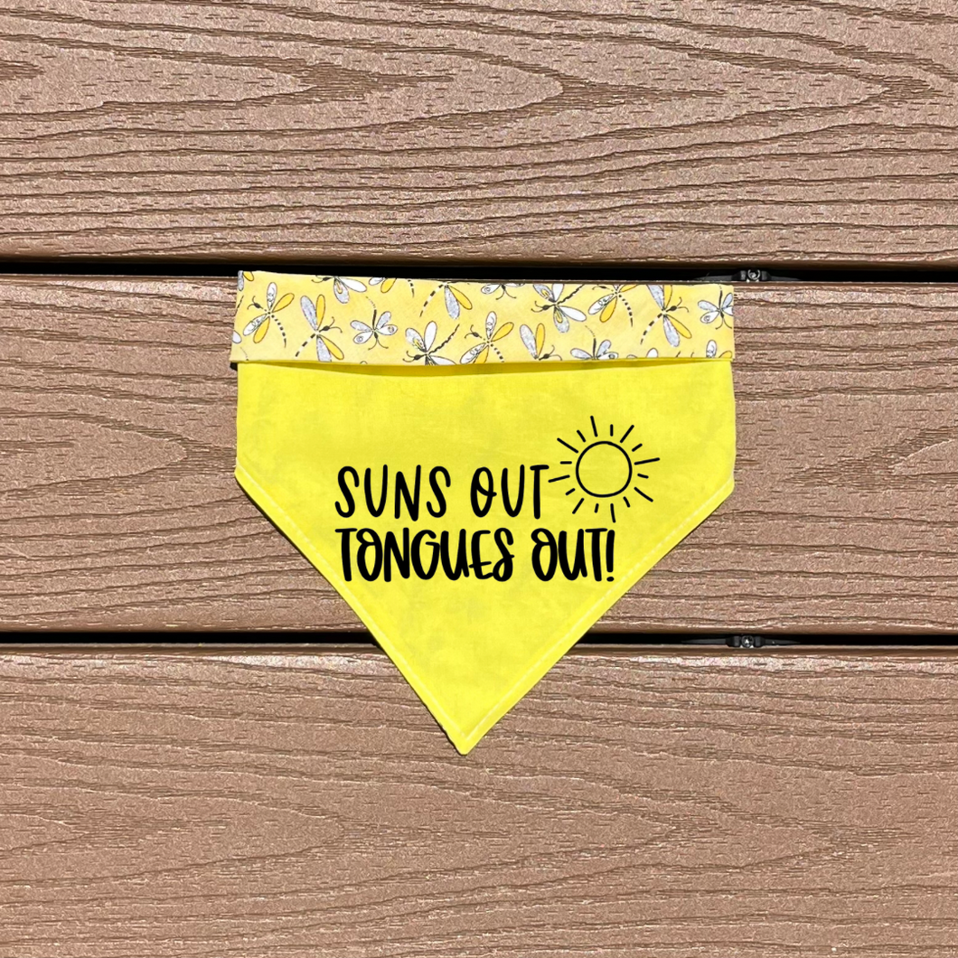 Reversible Vinyl Pet Bandana “Suns Out, Tongues out!”