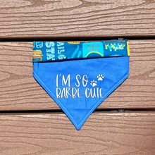 Load image into Gallery viewer, Reversible Vinyl Pet Bandana “I’m so barbe-cute!”