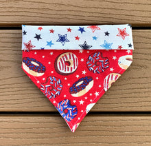 Load image into Gallery viewer, Reversible Pet Bandana “Star Spangled Snacks”