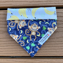 Load image into Gallery viewer, Reversible Pet Bandana “Monkey see Monkey do”