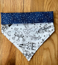 Load image into Gallery viewer, Reversible Pet Bandana “Space Ships”