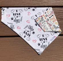 Load image into Gallery viewer, Reversible Pet Bandana “I love dogs”