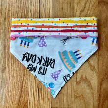 Load image into Gallery viewer, Reversible Pet Bandana “It’s my barkday”