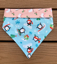 Load image into Gallery viewer, Reversible Pet Bandana “Skating Penguins”