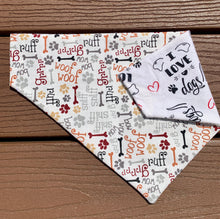 Load image into Gallery viewer, Reversible Pet Bandana “I love dogs”