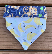 Load image into Gallery viewer, Reversible Pet Bandana “Monkey see Monkey do”