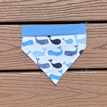 Load image into Gallery viewer, Reversible Vinyl Pet Bandana “Whale Hello there!”
