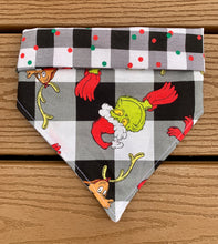 Load image into Gallery viewer, Reversible Pet Bandana “Merry Grinchmas”

