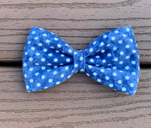 Load image into Gallery viewer, “Blue with white dots” Bow tie
